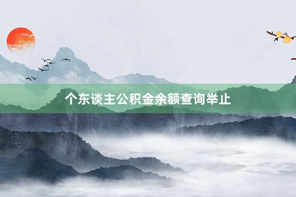个东谈主公积金余额查询举止